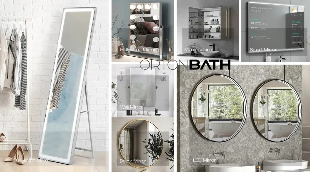 Ortonbat1 Modern Black/Gold/Silver Bathroom Mirror for Wall 24X36, Large Rounded Rectangular Mirror with Corner Deep Design, Vertical or Horizontal Hanging