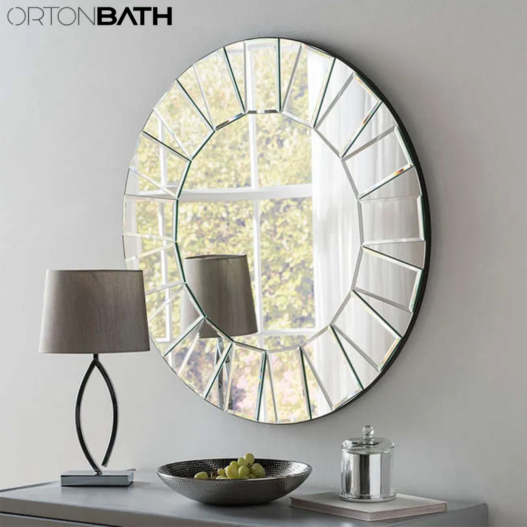 Ortonbath Round Wide Gold Metal Framed Circle Bath Home Smart Wall Mounted Non-LED Mirror Bathroom Designer Art Mirror