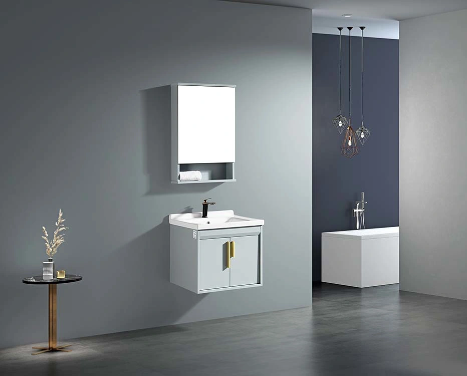 New Design Nordic Bathroom Cabinet Set Aluminum Bathroom Vanity Cabinet with Wash Basin Combo &amp; Mirror