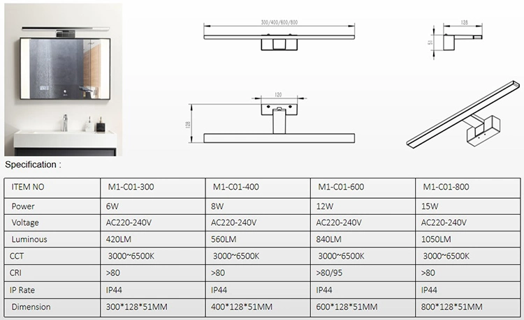 Wholesale IP44 Bathroom LED Mirror Lamp Lighting for Make-up