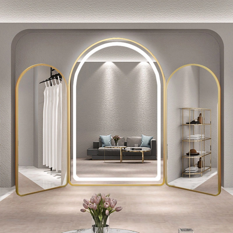 Arched LED Mirror with Light Full Body Floor Mirror Dress Hall Fitting Mirror Makeup Mirror