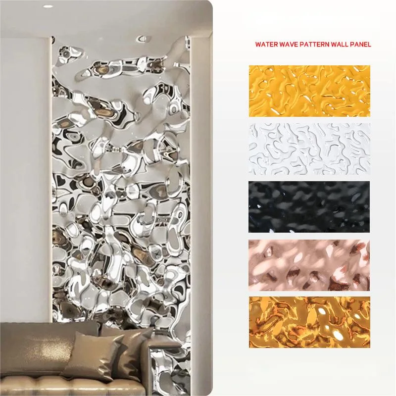 Interior Wall Decoration 3D Marble Metal Mirror PVC WPC Wall Panel