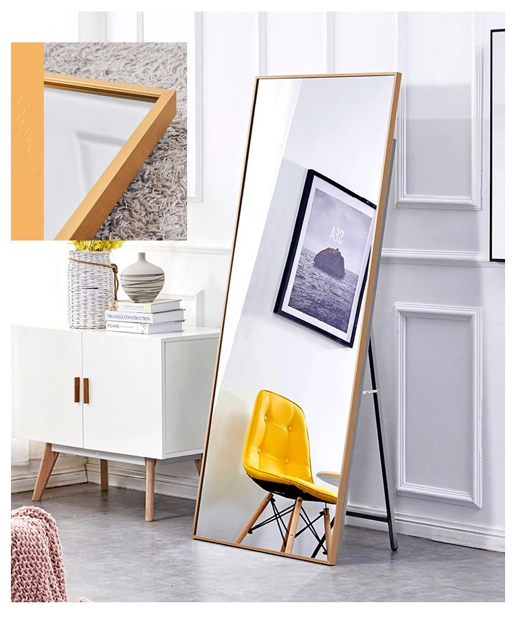 Thin and Tall Mirror with Aluminum Alloy Frame Clothing Store Makeup Mirror