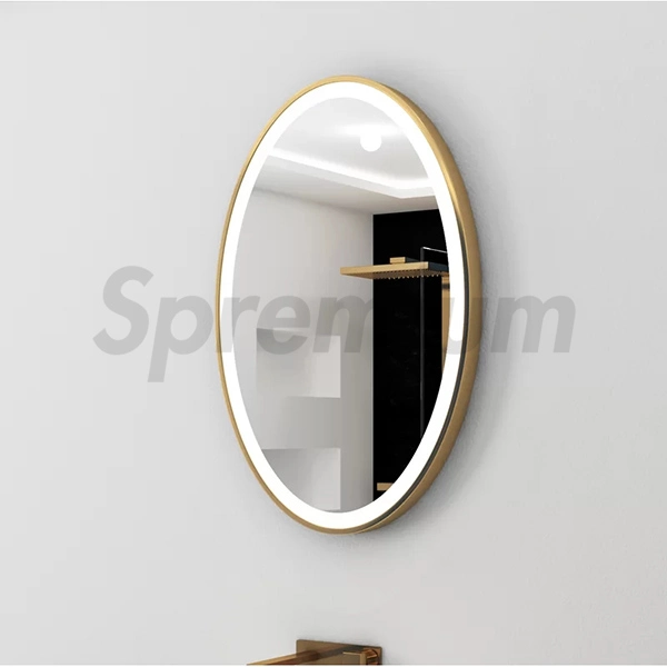 50X70cm Wholesale Home Decor Modern Glass Makeup Smart LED Bathroom Illuminated Wall Oval Colored Mirror