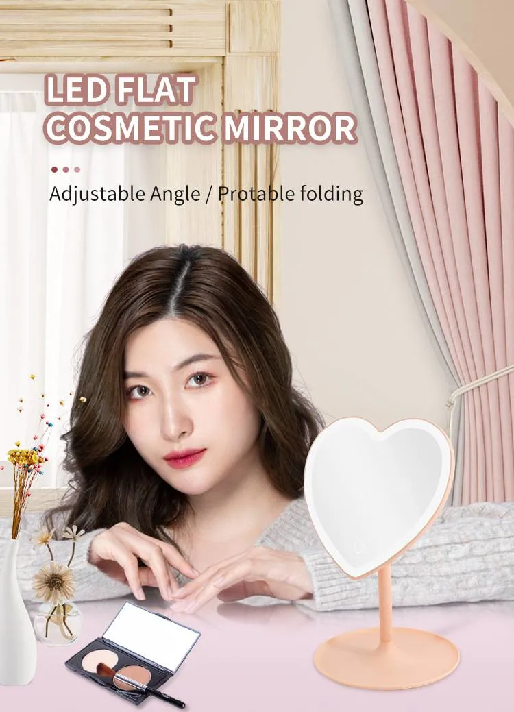 Light Touch Heart Shape Design LED Lighted Makeup Gifts Cosmetic Mirror