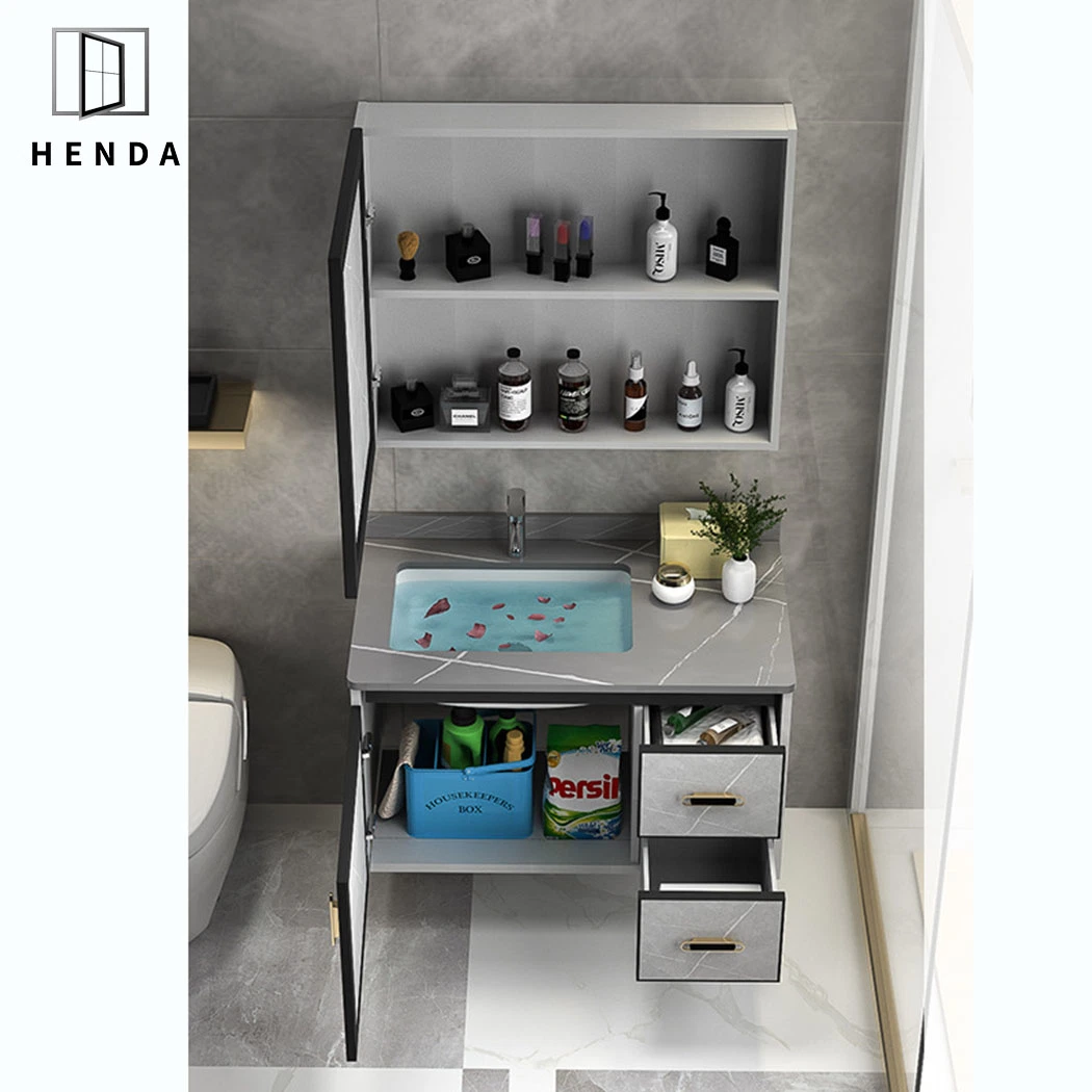 80cm Aluminium Cabinet with LED Mirror Cabinet Waterproof Solid Mesa