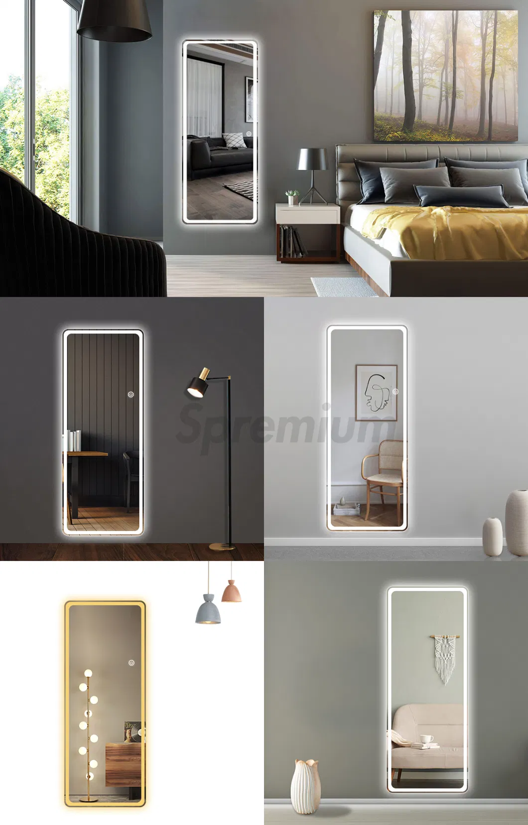 Wall-Mounted Full Length Body LED Dimmable Dressing Mirror