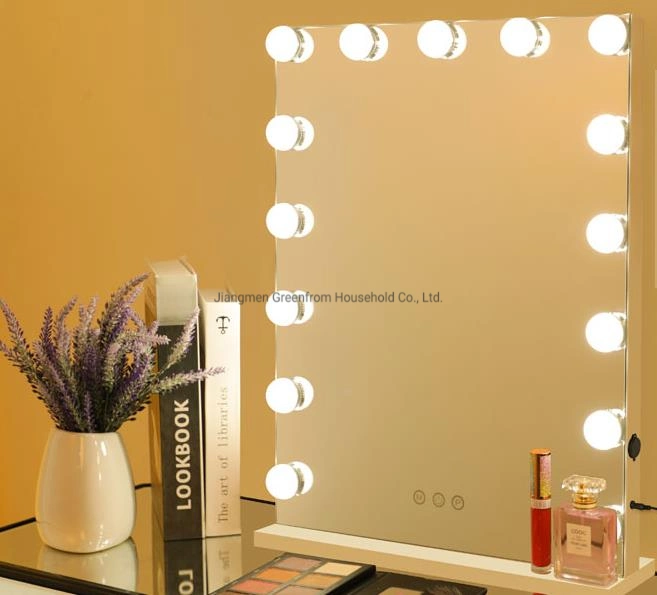 Charge Oversized Wide 15 Bulbs Desktop Mirror Stand LED Hollywood Mirror