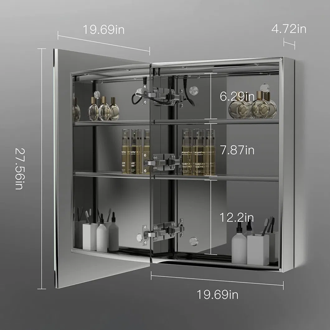 Bathroom Medicine Cabinet with Lights, LED Mirror Medicine Cabinet, Defogger, Dimmer