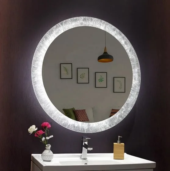 Bathroom Luxury LED Smart Touch Screen Defogger Light Mirror Bath Illuminated with Frameless and Time Display Shower Make up