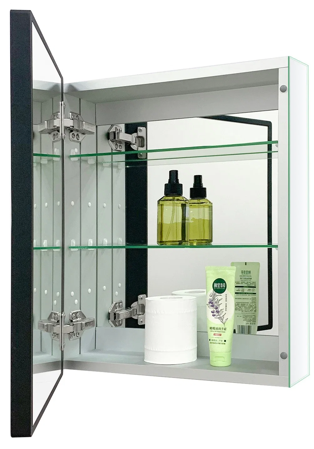 Bathroom Aluminum Medicine Cabinet, Framless Double Sided Mirror Door