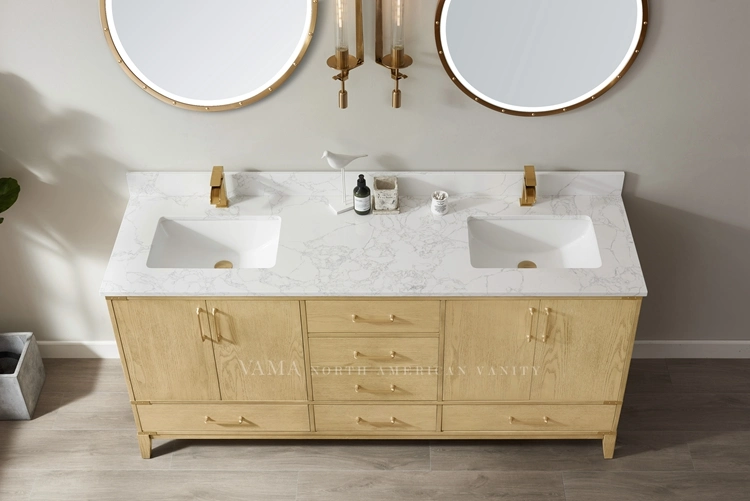 Vama Factory Best Selling Design Bathroom Vanity Modern Smart Bathroom Wooden Cabinets with Double Sinks and Mirror 799072