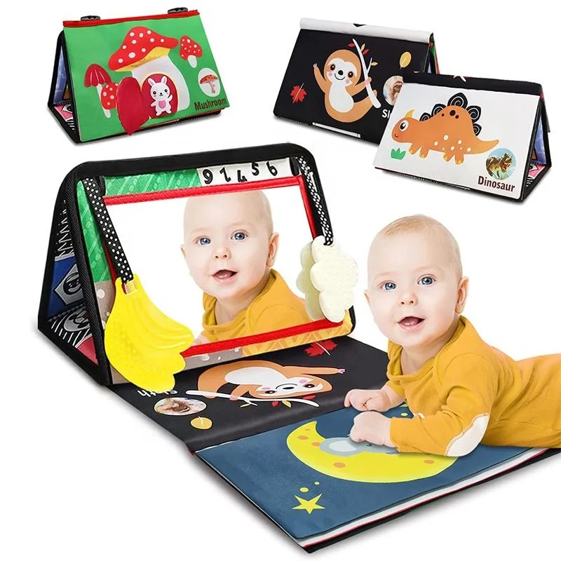 Brain Development Montessori Crib Soft Books Infant Safe Baby Play Mat Teether Baby Mirror Tummy Time Baby Toys 0-12 Months Mirror