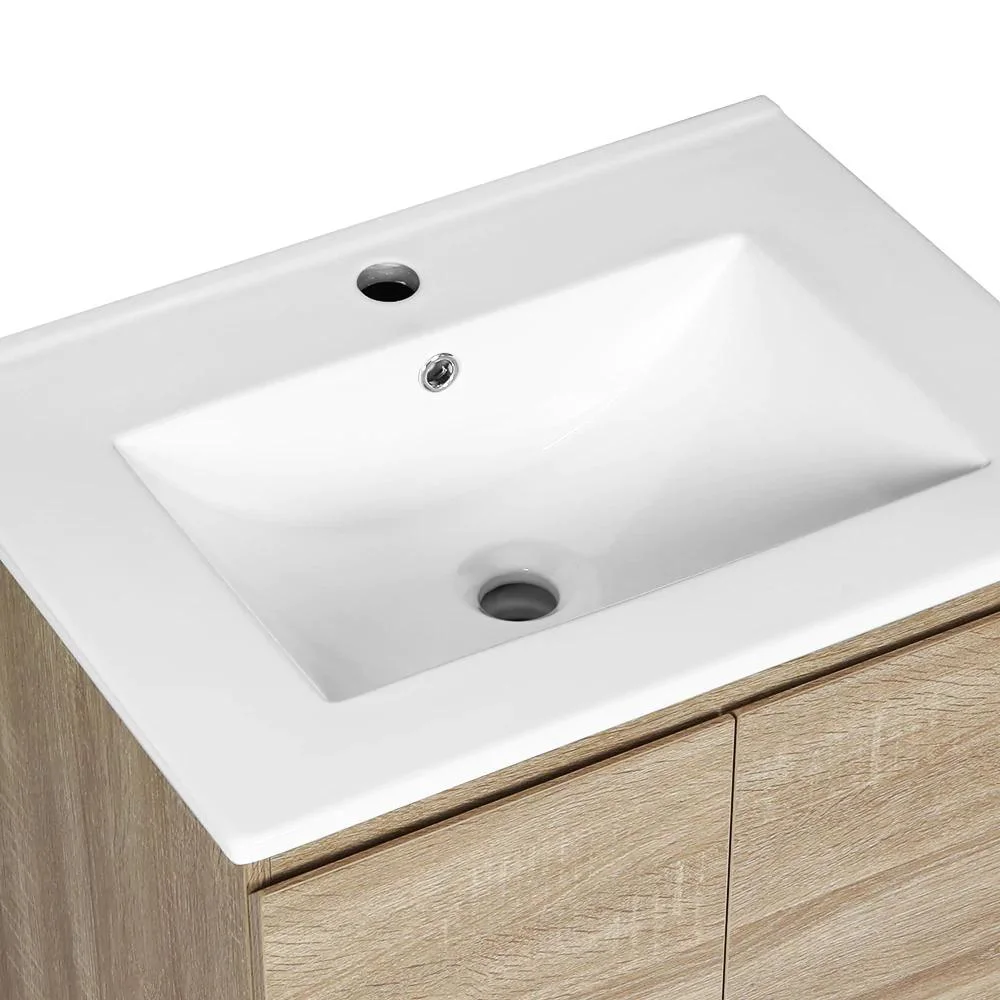 600mm Light Oak Wall Mounted Bathroom Vanity