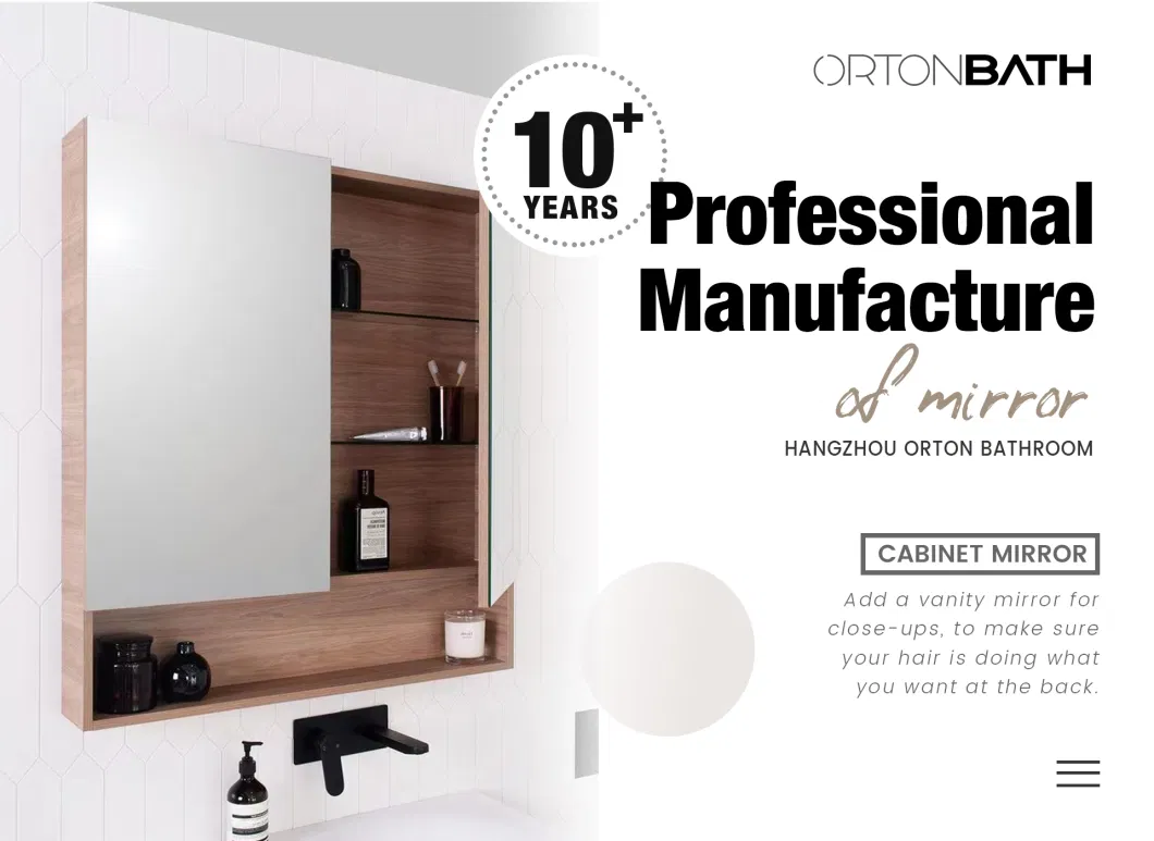 Ortonbath Wall Mounted Bedroom Mirror Jewelry Cabinet Bathroom Storage Box White Urban MDF Wood Finish