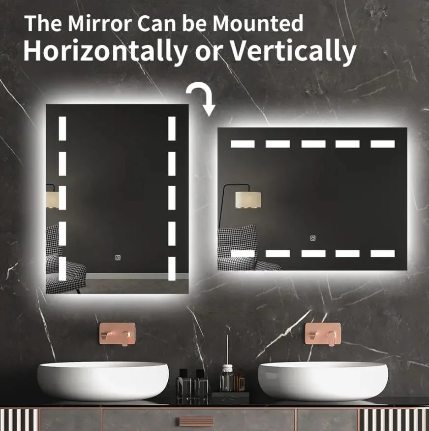 2023 New Copper Free Glass Mirror Bathroom LED Mirror Leaf Design