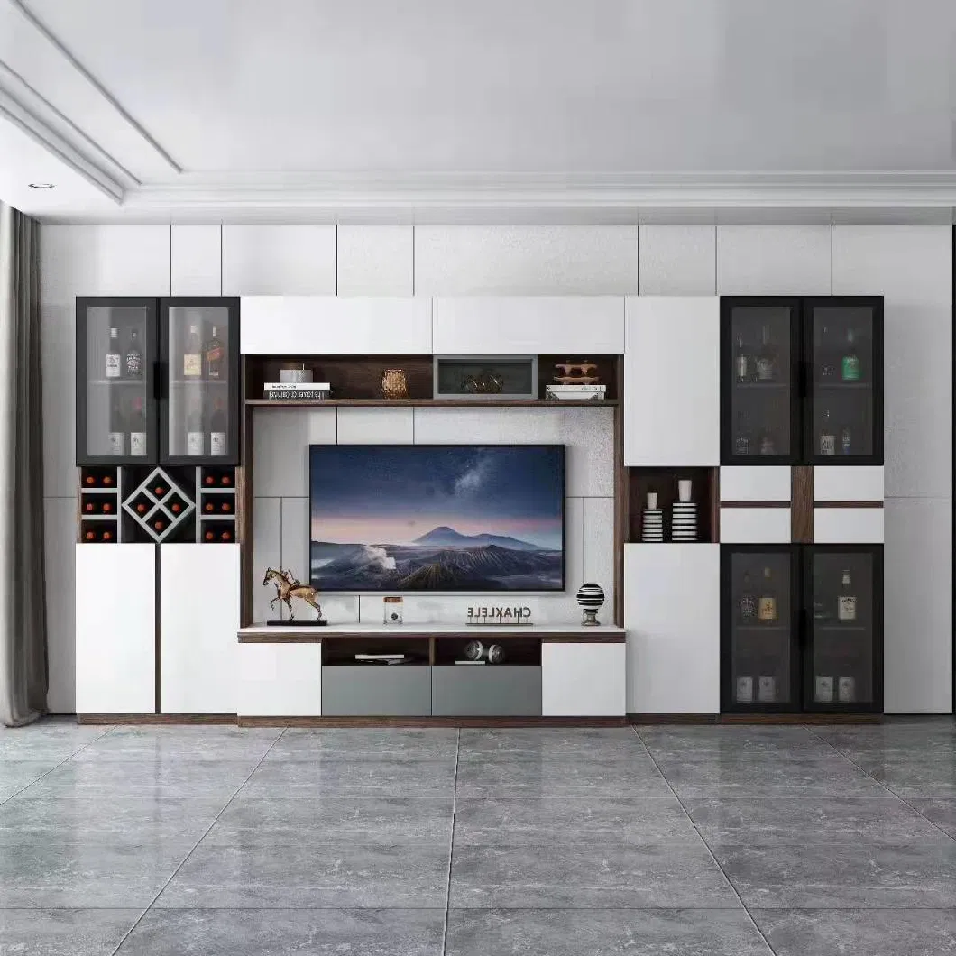 Luxury Furniture Cabinet Wall Living Room TV Cabinet Units with LED Light