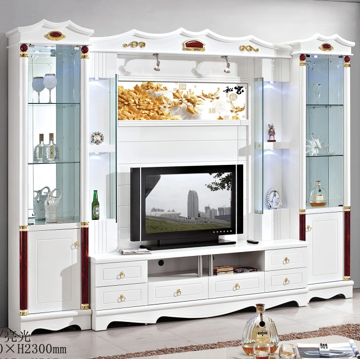 Luxury Furniture Cabinet Wall Living Room TV Cabinet Units with LED Light