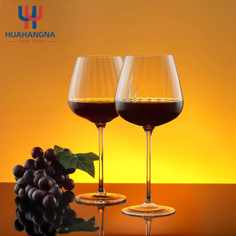 Customize Red Wine Goblet Wine Glass Cup Decorative Vertical Grain Glass