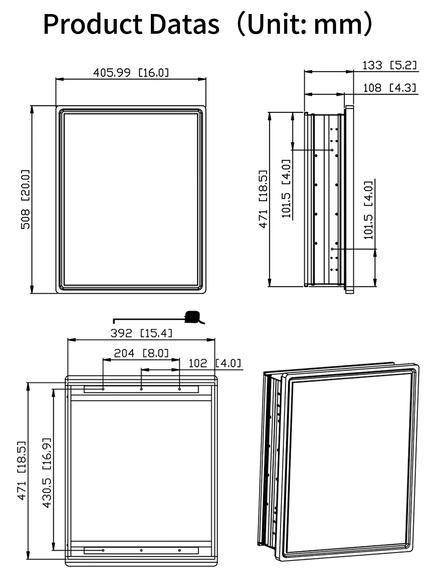 Bathroom Aluminum Medicine Cabinet, Framless Double Sided Mirror Door