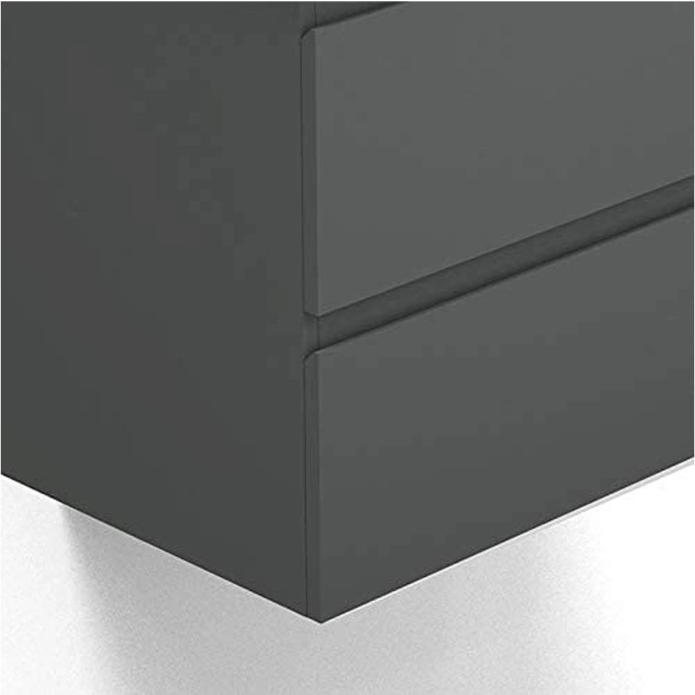 500mm PVC Matt Grey Wall Hung Basin Vanity Unit with 2 Soft Close Drawers