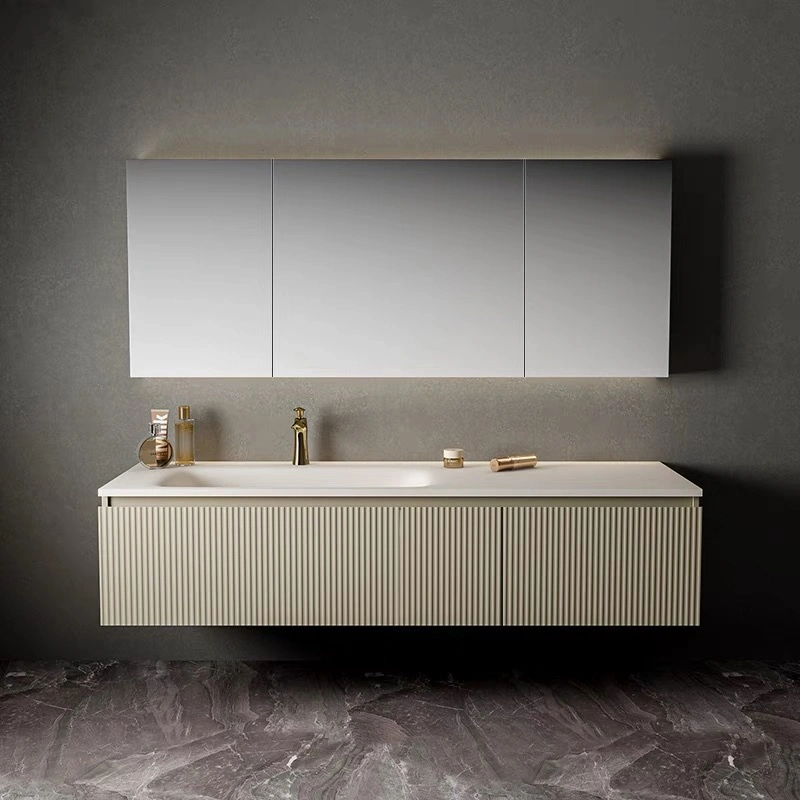 Modern Wall Mounted Wooden Bathroom Cabinets Furniture Sanitary Vanity Vanities LED Mirror Mirrored Medicine Bathroom Cabinet