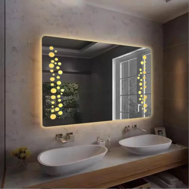 2023 New Copper Free Glass Mirror Bathroom LED Mirror Leaf Design