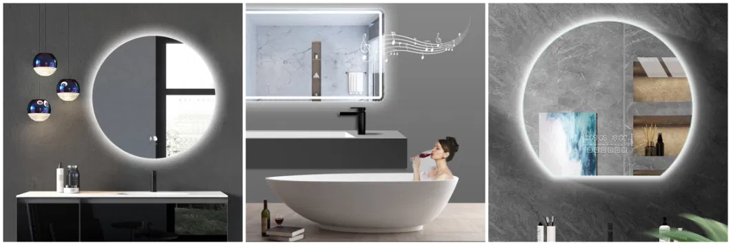 2023 New Copper Free Glass Mirror Bathroom LED Mirror Leaf Design