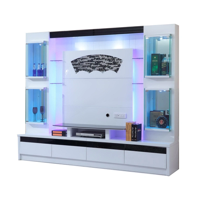 Luxury Furniture Cabinet Wall Living Room TV Cabinet Units with LED Light