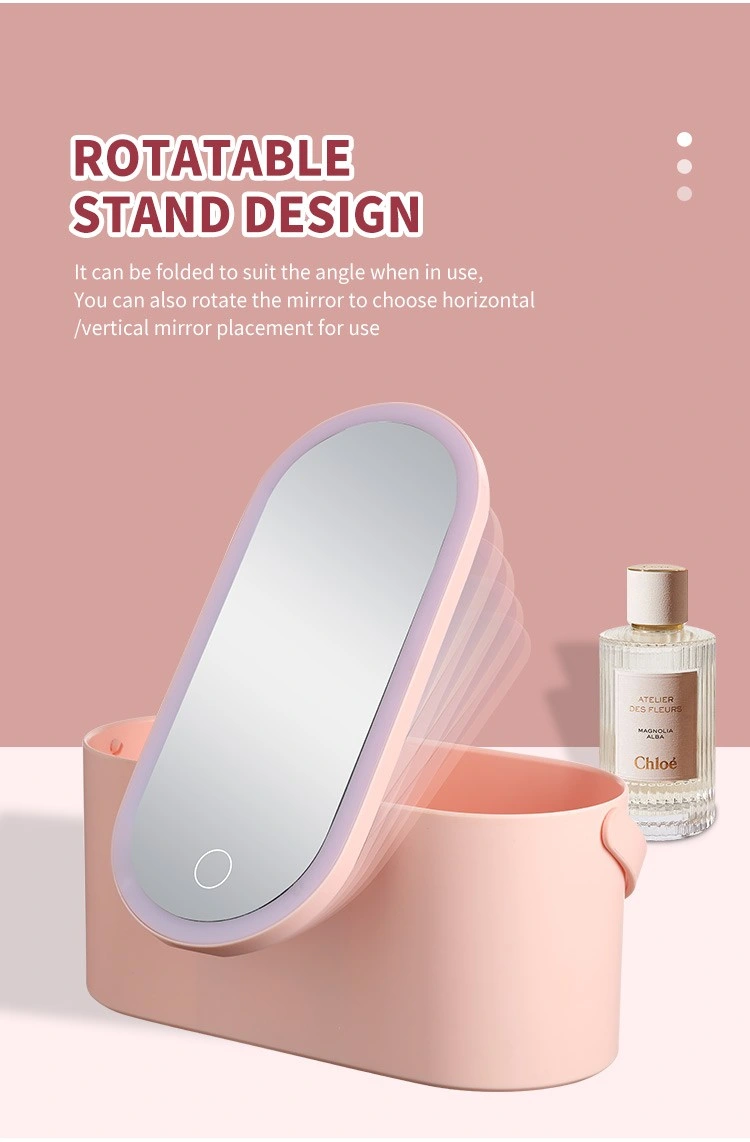 Removable Multi-Function Portable Vanity LED Makeup Mirror with Storage Box