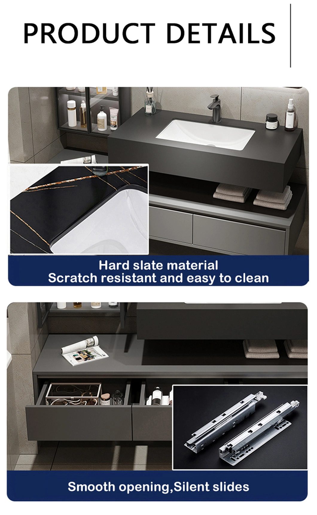 2024 Modern New Design Custom Bathroom Furniture Set LED Mirror Wooden Cabinet Wall Unit Vanity with Wash Basin Product