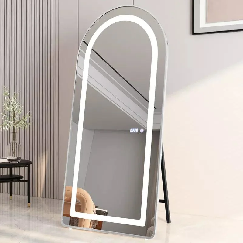 Aluminum Alloy Frame Arched Floor Mirror Living Room and Bedroom Decoration Full Length Mirror LED Vanity Wall Mirror