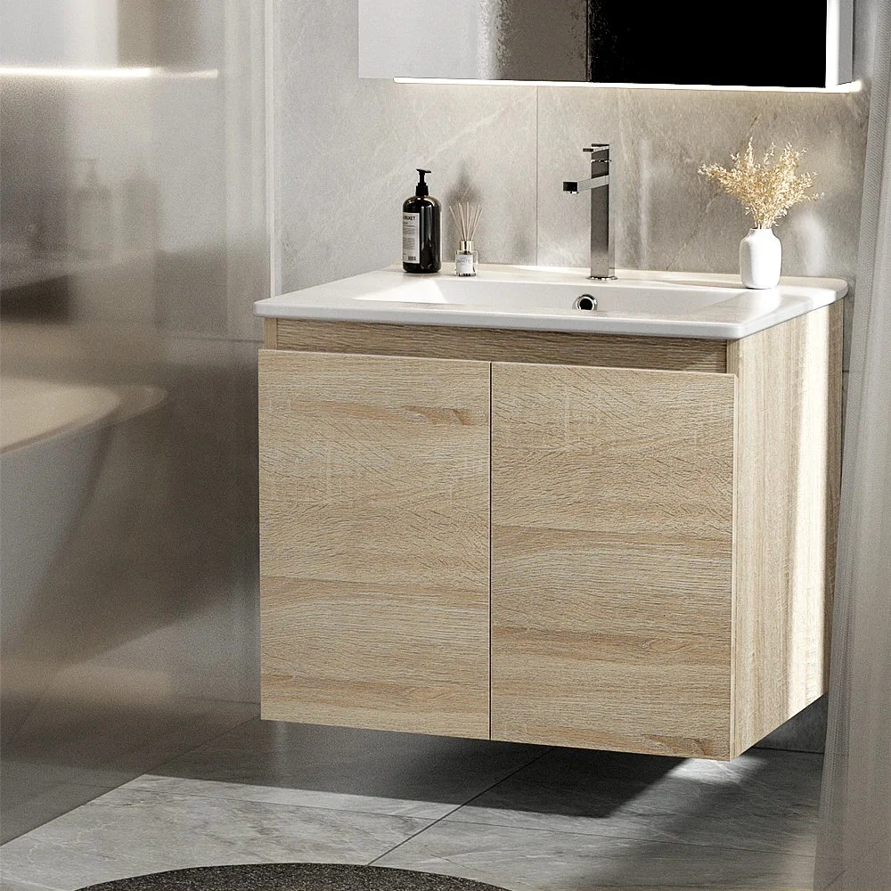 600mm Light Oak Wall Mounted Bathroom Vanity