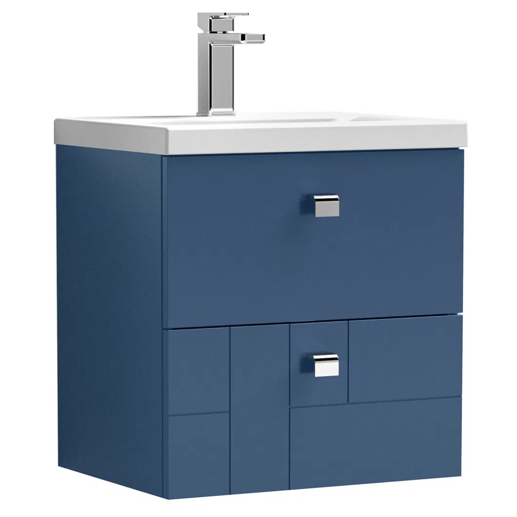 Wall Hung 2-Drawer Vanity Unit with Basin-1 500mm Wide - Satin Blue