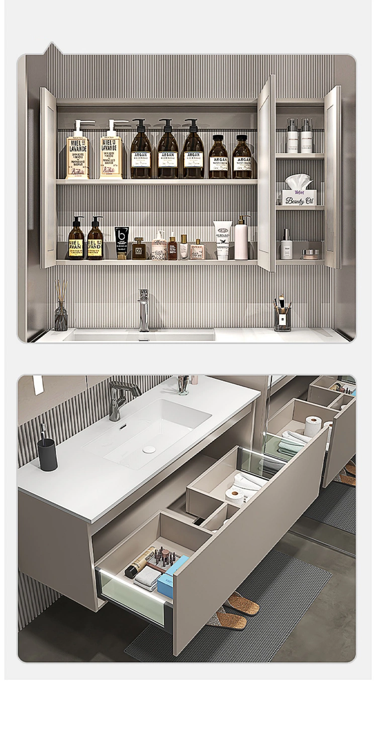 Wholesale Modern Bathroom Vanities Hotel Bathroom Vanity Cabinet Chinese Medicine Cabinet with Glass Grawer LED Light