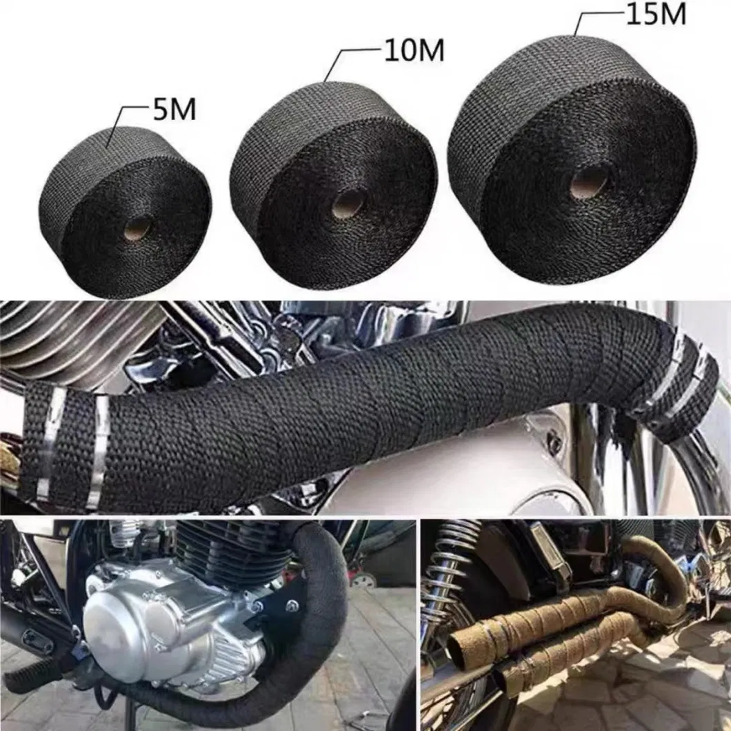 High Heat Fiberglass Insulation Exhaust Pipe Wrap Tape Cloth for Motorcycle Exhaust System