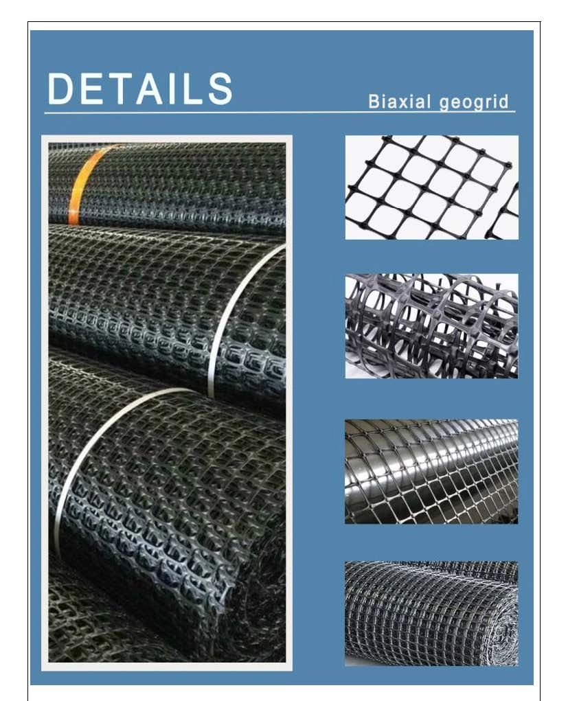 40 Kn Black Geosynthetic Driveway PP Plasitc Biaxial Geogrid Road Construction Material