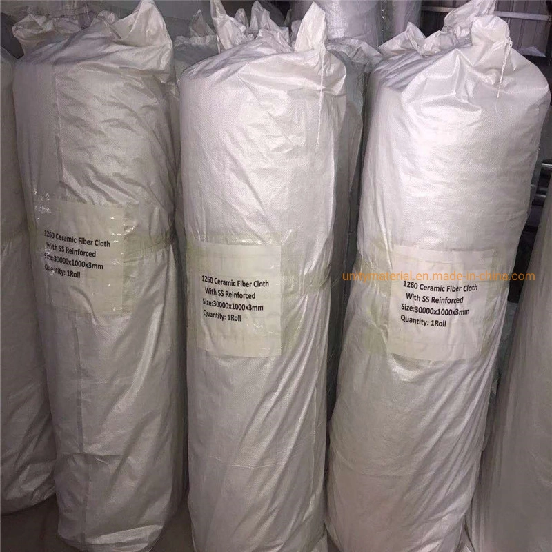 1260c Thermal Insulation Material Ceramic Fiber Wool Refractory Fabric Textiles Cloth for Heat Proof Furnace Fire Door Sealing with Ss Stainless Steel Wire