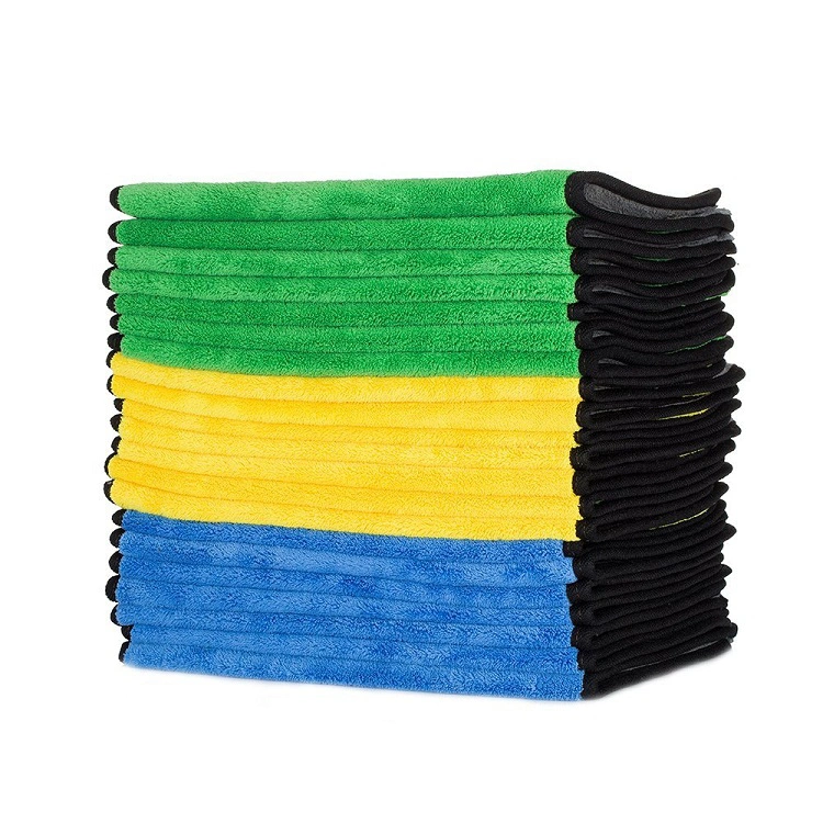 300GSM 350GSM Custom Size Microfiber Car Cleaning Towel Warp Knitting Cleaning Cloth with Your Logo