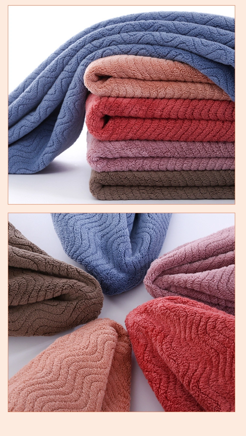 Warp Knitted Polyester Coral Flannelette Jacquard Towel Fabric