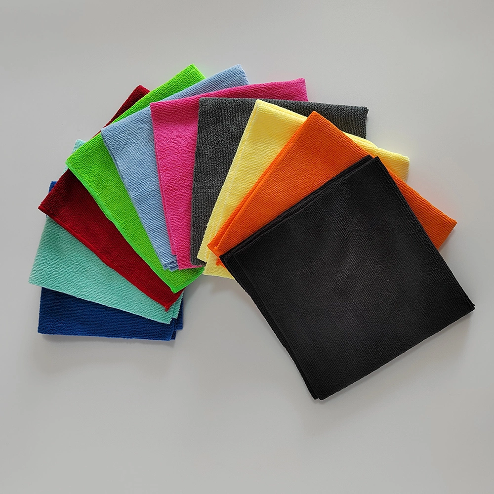 Factory Wholesale Warp Knitting Streak Free Cleaning Rags Wipes Microfiber Towels All-Purpose Cleaning Cloth with Overlock Stitching Ultrasonic Edge