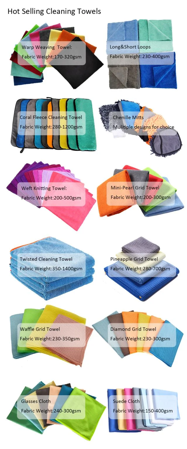 Wholesale 40X40cm 60X90cm 1200GSM Microfibre Car Drying Towel Microfiber Cleaning Cloth