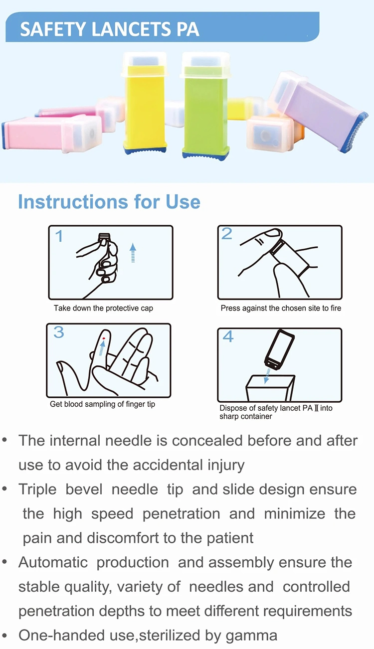 Afety Sterile Twist Type Stainless Steel Needles Blood Collection Disposable Twist Plastic Blood Lancet and Lancing Device