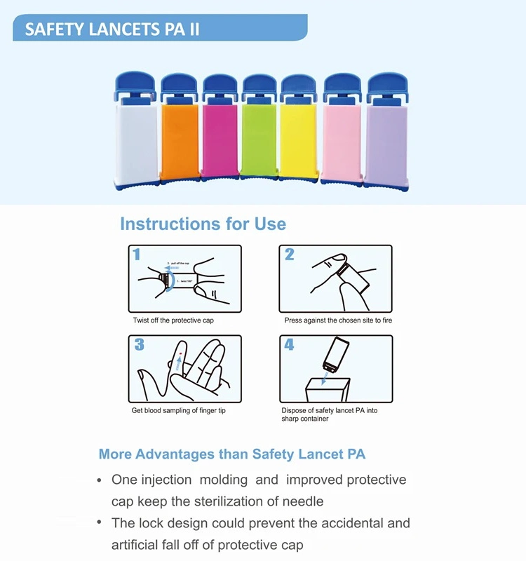 Afety Sterile Twist Type Stainless Steel Needles Blood Collection Disposable Twist Plastic Blood Lancet and Lancing Device