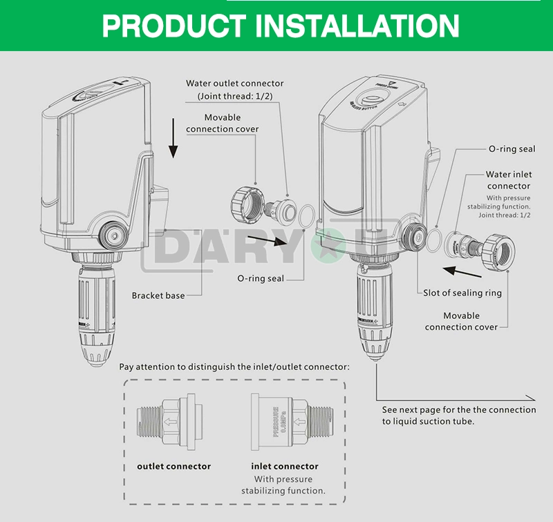 Daryou Automatic Dosing Device Water-Powered Fertilizer Injector Gardening Irrigation Tool Fertilizer Injector for Farm and Care