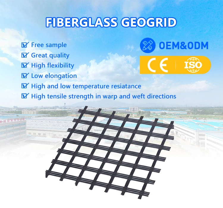 Road Construction 30/30kn Customized Size Specifications and Color Manufacturers Black Mountain Reinforcement Fiberglass Geogrid Geosynthetics Products