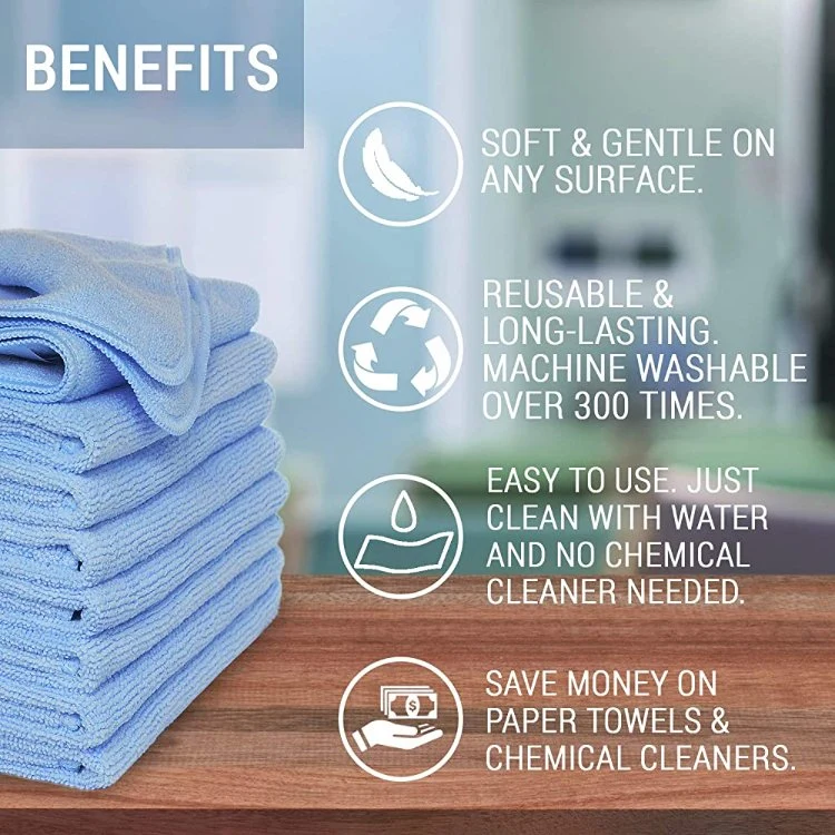 Durable Eco-Friendly 40*40cm/30*30cm Water-Absorbing Quality Microfiber/Microfibre Cleaning Cloth/Terry/Towels