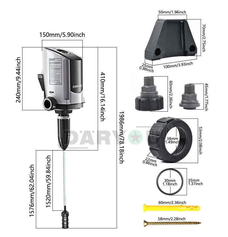 Daryou Automatic Dosing Device Water-Powered Fertilizer Injector Gardening Irrigation Tool Fertilizer Injector for Farm and Care