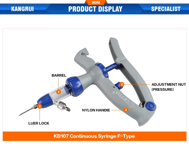 Automatic Plastic Steel Continuous Veterinary Dosing Vaccine Syringe for Livestock and Fowl