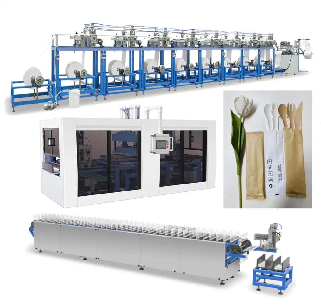 Paper Cutlery Set Knife Fork Spoon Production Line Paper Coating Lamination Cutting Machine&Molding Machine&Sealing Drying Machine